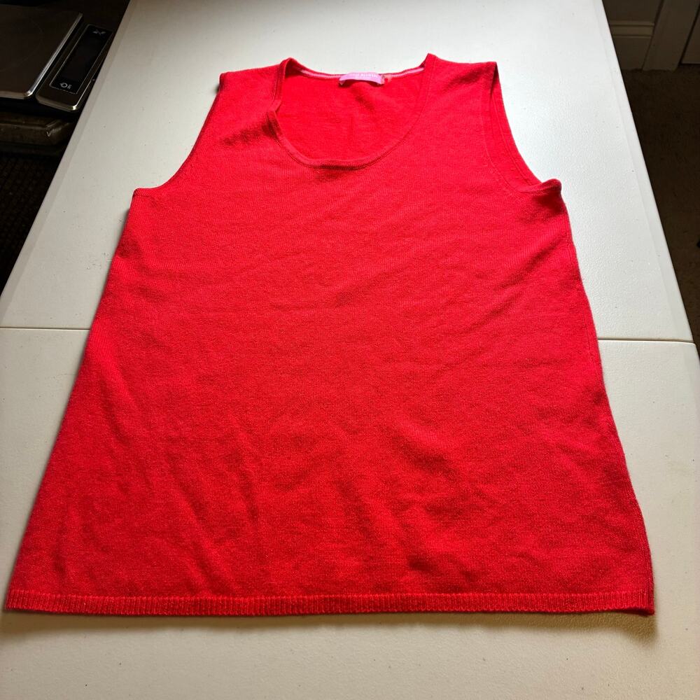 Isaac Mizrahi New York 100% Cashmere Sweater Tank Top Red Women's Medium M